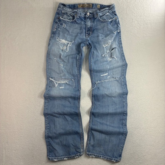 BKE Other - BKE Tyler Bootleg Jeans Men 32x36 Blue Fade Whiskered Distressed Western Bootcut
